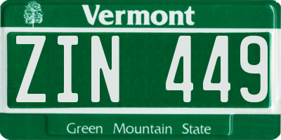 VT license plate ZIN449