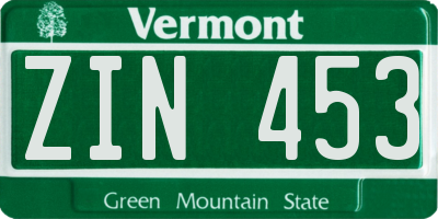 VT license plate ZIN453