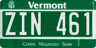 VT license plate ZIN461