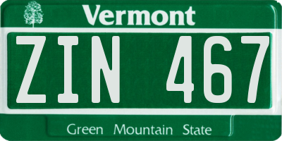VT license plate ZIN467