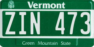 VT license plate ZIN473