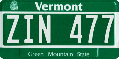 VT license plate ZIN477