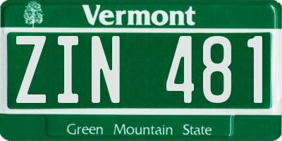 VT license plate ZIN481