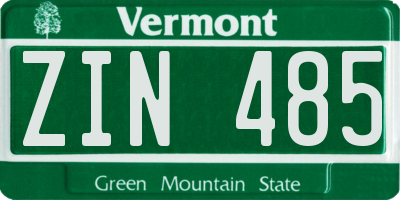 VT license plate ZIN485