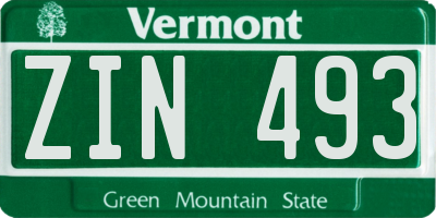 VT license plate ZIN493