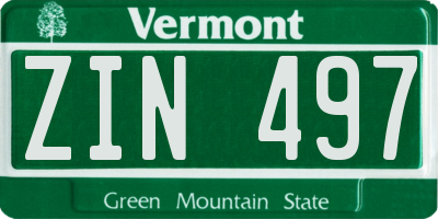 VT license plate ZIN497