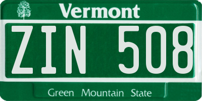 VT license plate ZIN508