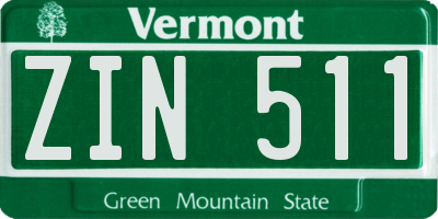 VT license plate ZIN511