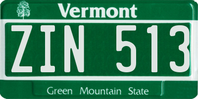 VT license plate ZIN513