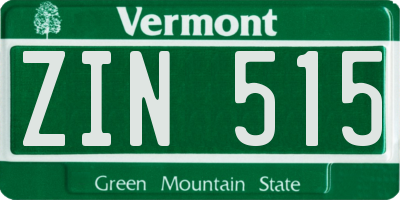 VT license plate ZIN515