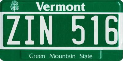 VT license plate ZIN516