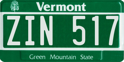 VT license plate ZIN517