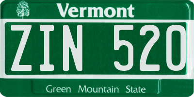 VT license plate ZIN520