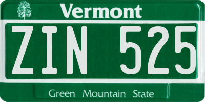 VT license plate ZIN525