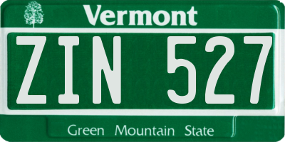 VT license plate ZIN527