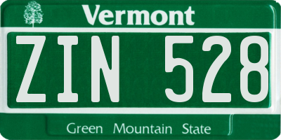 VT license plate ZIN528