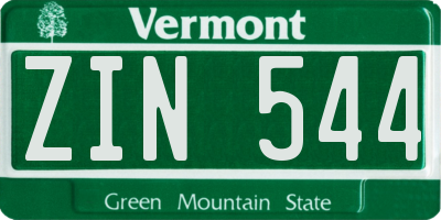 VT license plate ZIN544
