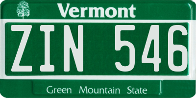 VT license plate ZIN546