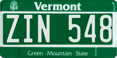 VT license plate ZIN548