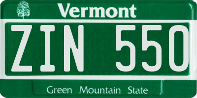 VT license plate ZIN550