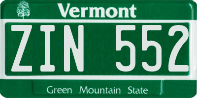 VT license plate ZIN552