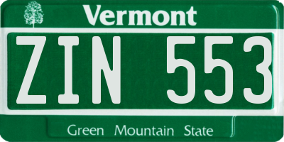 VT license plate ZIN553