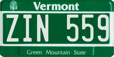 VT license plate ZIN559