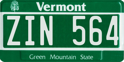 VT license plate ZIN564