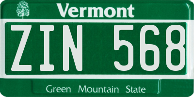 VT license plate ZIN568