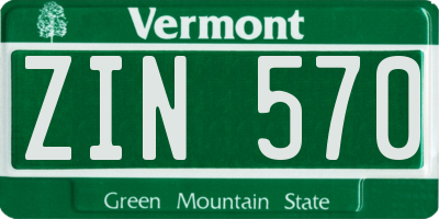 VT license plate ZIN570