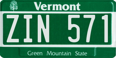 VT license plate ZIN571