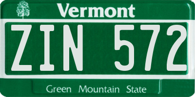 VT license plate ZIN572