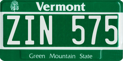 VT license plate ZIN575