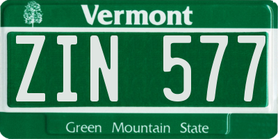 VT license plate ZIN577