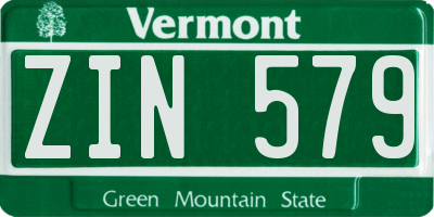 VT license plate ZIN579