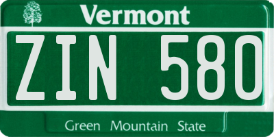 VT license plate ZIN580