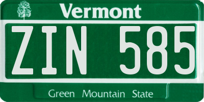 VT license plate ZIN585
