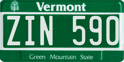 VT license plate ZIN590