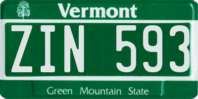 VT license plate ZIN593