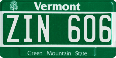 VT license plate ZIN606