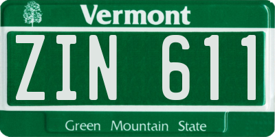 VT license plate ZIN611
