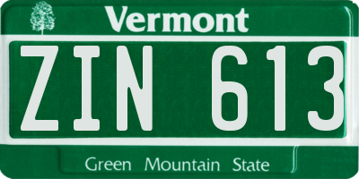 VT license plate ZIN613