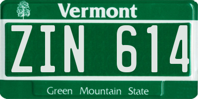 VT license plate ZIN614