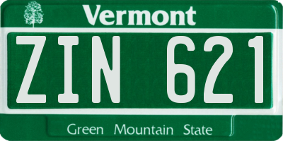 VT license plate ZIN621