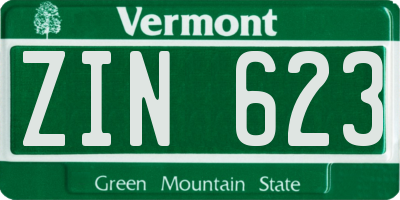 VT license plate ZIN623