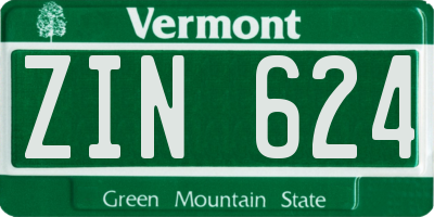 VT license plate ZIN624