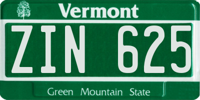 VT license plate ZIN625