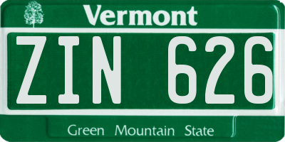 VT license plate ZIN626