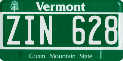 VT license plate ZIN628