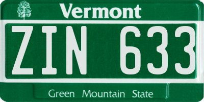 VT license plate ZIN633